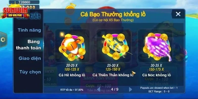 Cập nhật bản đổi thưởng trong Vua săn cá